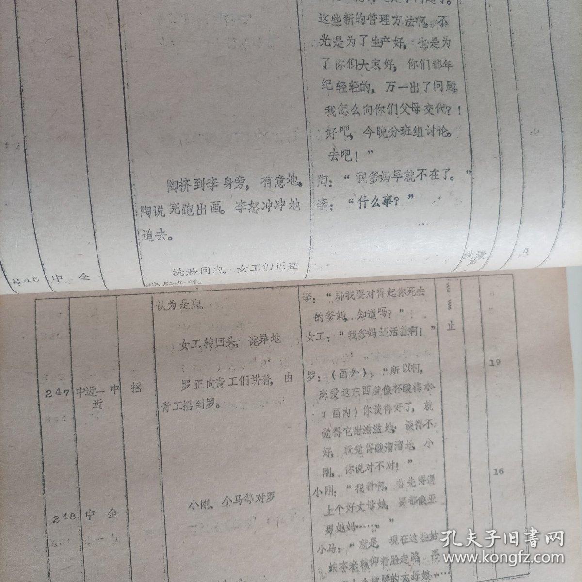 電影臺(tái)本:我在他們中間(1982年,總167頁(yè)) (主演:80年代著名演員趙雅珉,解冰,施節(jié)強(qiáng),郗雷,50年代著名演員安琪;導(dǎo)演:陸小雅,叢連文;工廠(chǎng)改革題材生活故事片,峨嵋電影制片廠(chǎng)攝制)